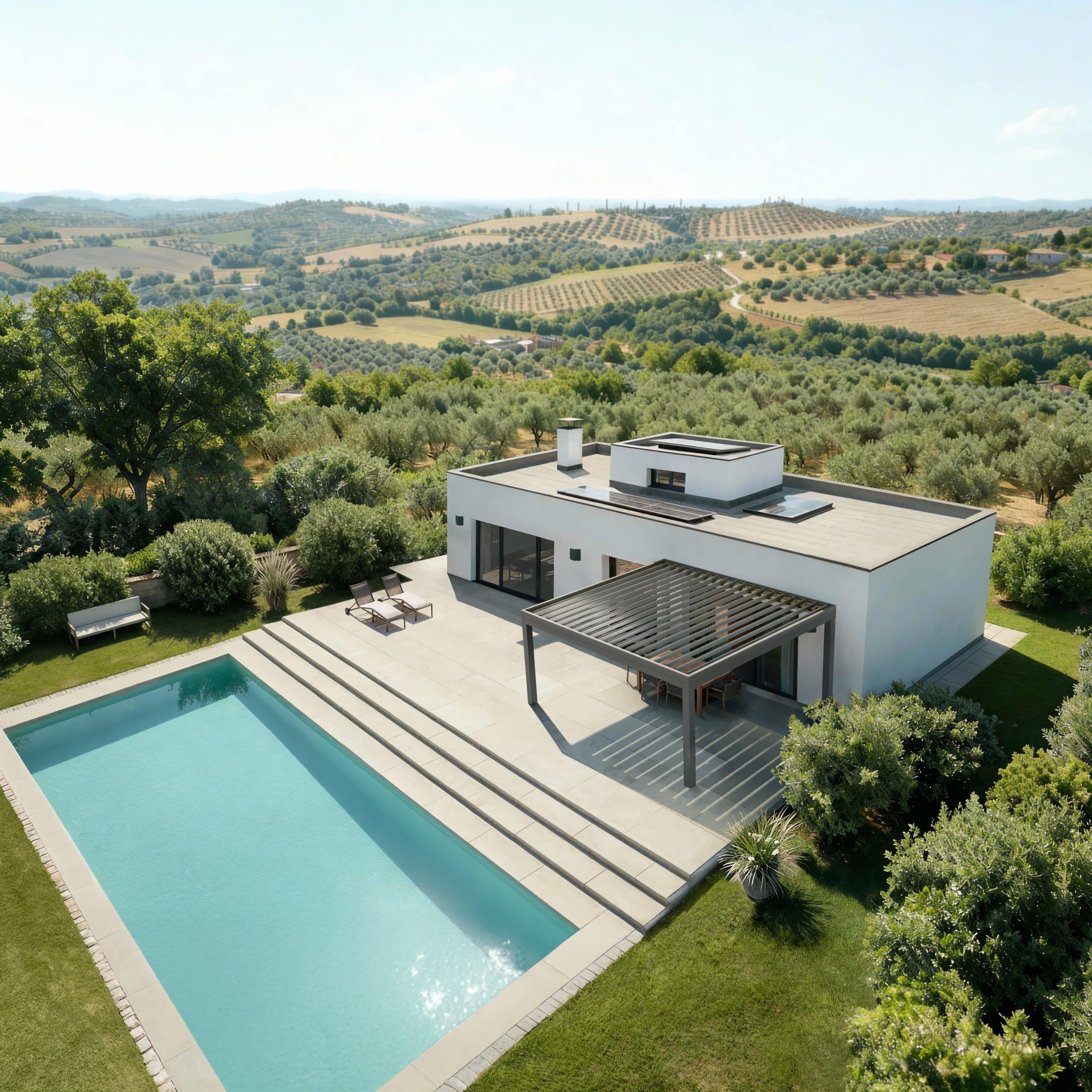 Ter­ras­sen­über­da­chun­gen | Bildbearbeitung, KI-Bildgenerierung, 3D-Visualisierung, Ingenieur / Technik, Exterieur, Architecture, Products/Packaging | Agentur: Premiere Agentur für Kommunikation | Kunde: TS-Aluminium-Profilsysteme GmbH & Co. KG
