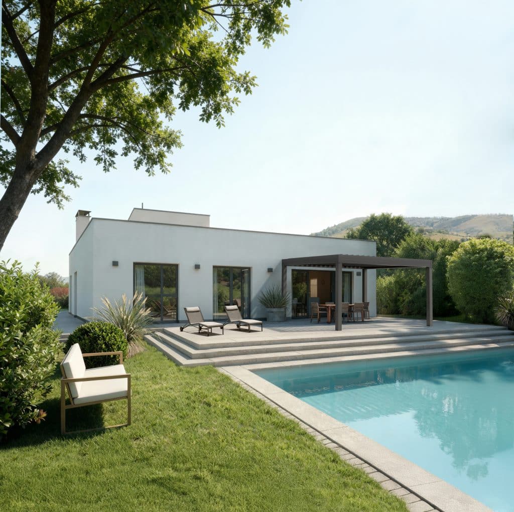 Ter­ras­sen­über­da­chun­gen | Bildbearbeitung, KI-Bildgenerierung, 3D-Visualisierung, Ingenieur / Technik, Exterieur, Architecture, Products/Packaging | Agentur: Premiere Agentur für Kommunikation | Kunde: TS-Aluminium-Profilsysteme GmbH & Co. KG